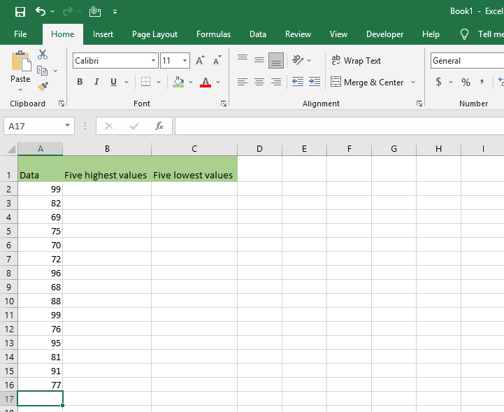 Excel Select The Top 5 Most Important Values In Sheet