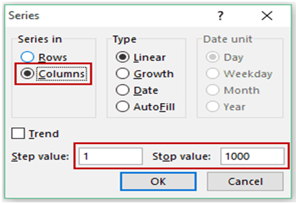 autofill sequential numbers in excel 2016