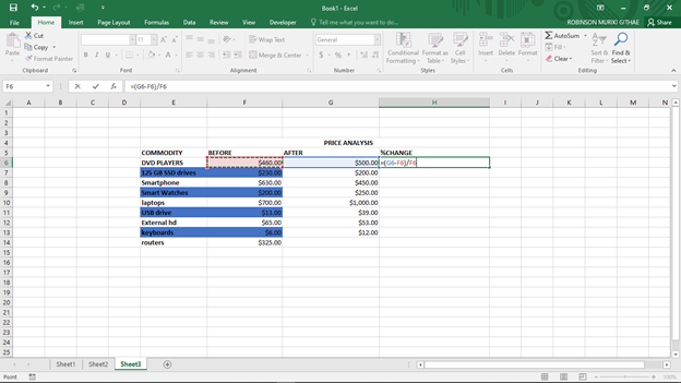 percent microsoft excel functions