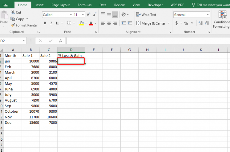 Calculate the Formula For Percentage in Excel | Loss or Gain