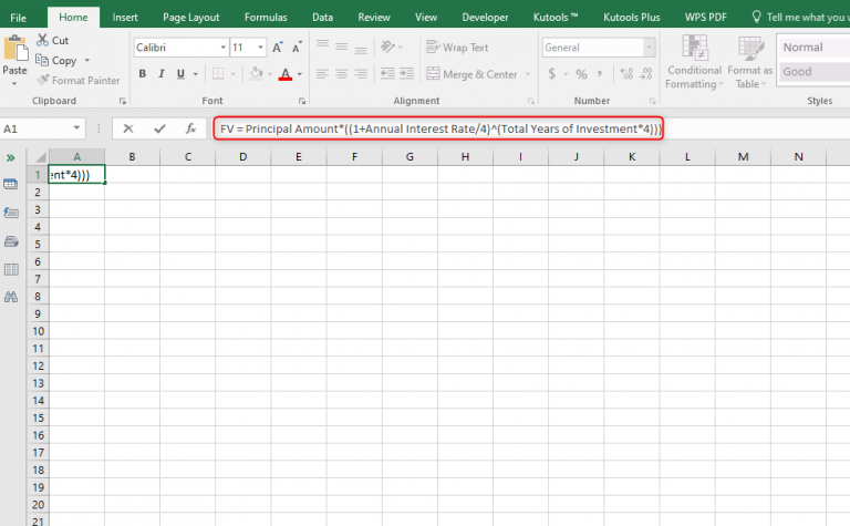 Excel formula for Quarterly compound interest | Tutorial