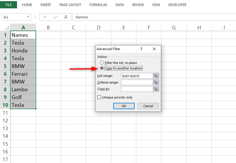 How to get unique values from a column Basic Excel Tutorial
