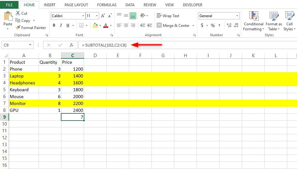 How To Count Highlighted Rows In Excel