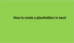 How to create a placeholder in exce