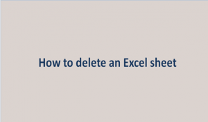 How to delete an Excel sheet
