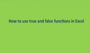 How to use true and false functions in Excel