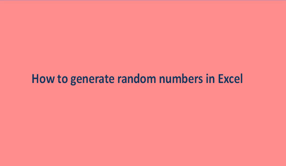 How to generate random numbers in Excel