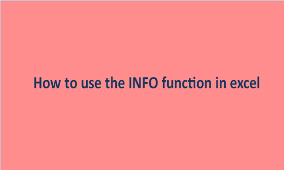 How to use the INFO function in excel