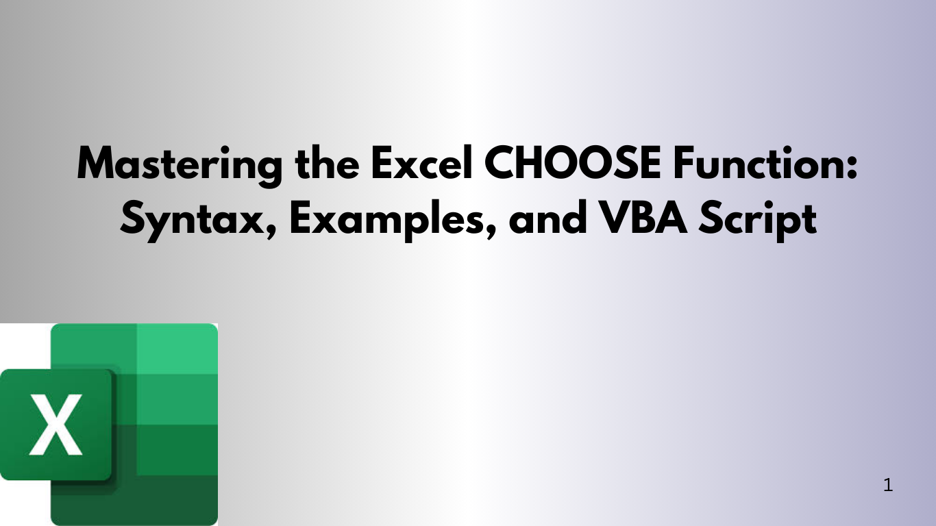 Mastering the Excel CHOOSE Function Syntax, Examples, and VBA Script