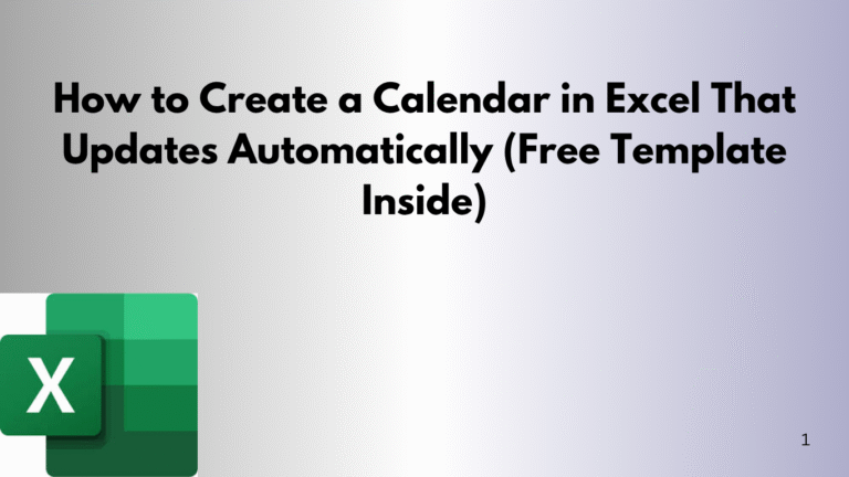 How To Create A Calendar In Excel That Updates Automatically Free How To Create A Calendar In Excel That Updates Automatically Free